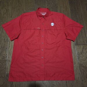 Game Guard Outdoors Shirt XL Red Vented Short Sleeve Fishing Tailgate Button Up